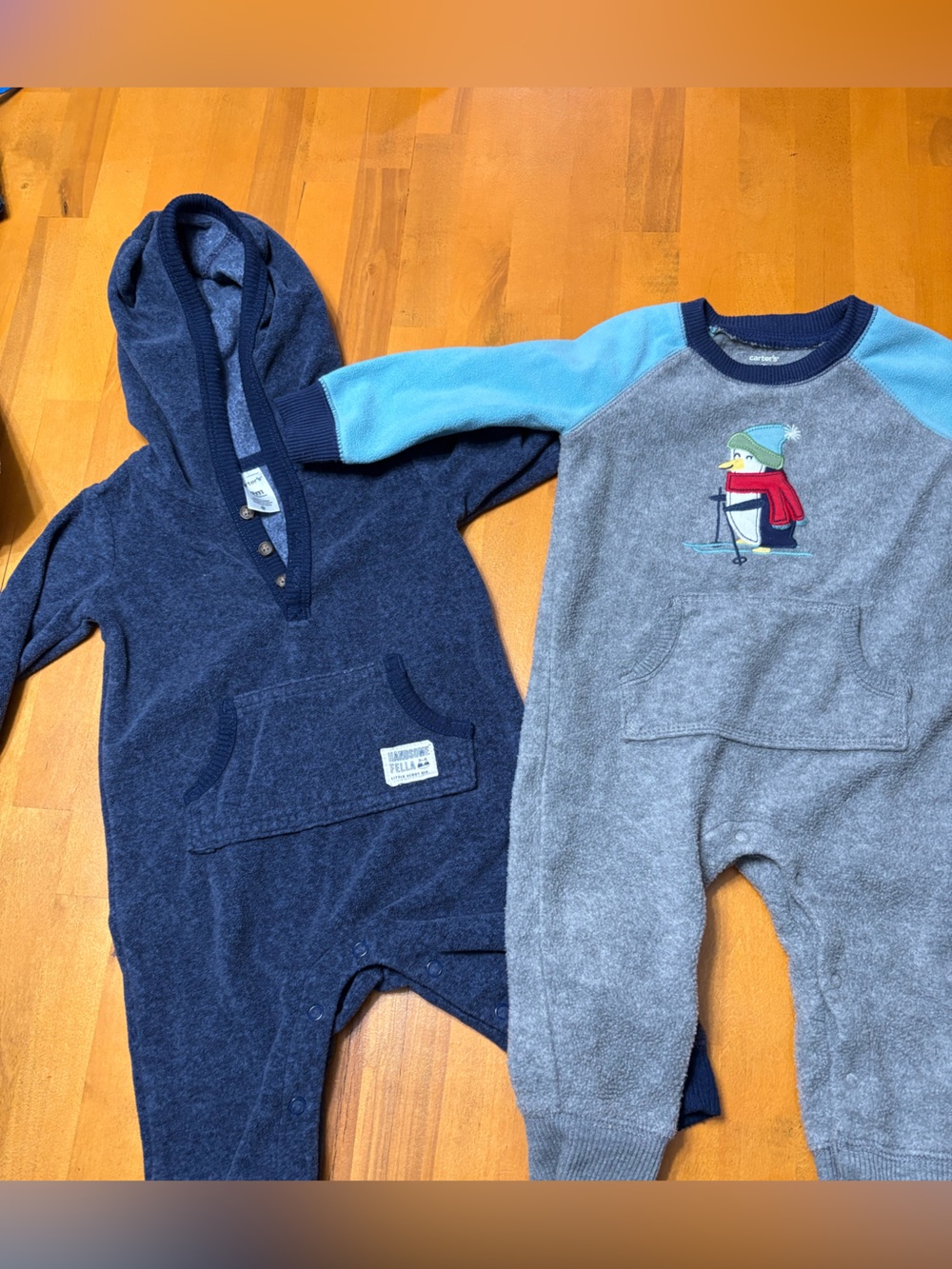 Carter's Baby Boy Fleece Jumpsuit Baby 9M Gray & Blue Set